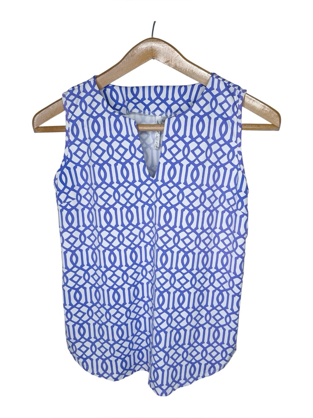Lulu B Tank Top Size Medium Purple White Lattice Geometric Print Nylon Blend